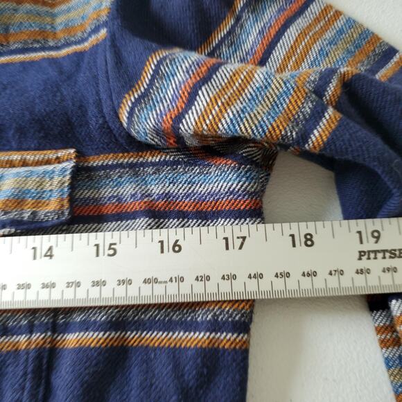 Patagonia Shirt Womens 0 Blue Striped Organic Cotton Button Up Flannel Western - Picture 7 of 10